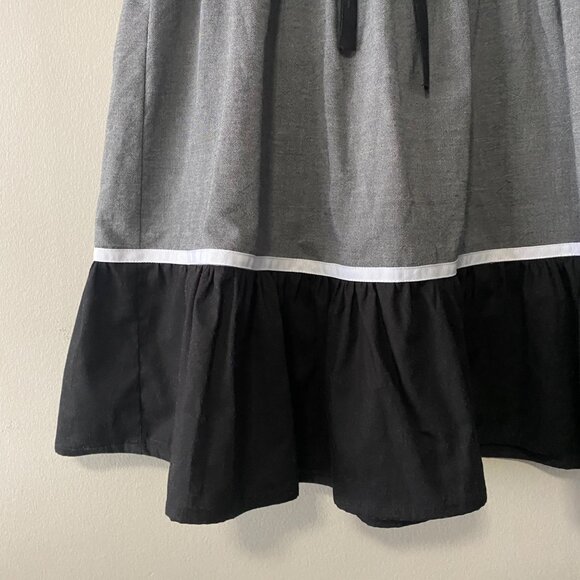 Handmade Children's 100% Cotton Black Grey White Ribbon Detail Dress - Picture 7 of 12